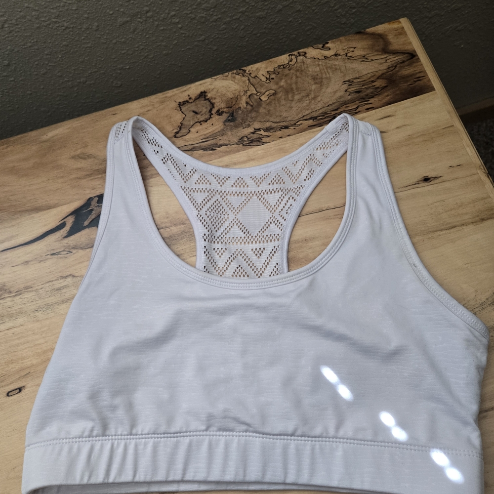 ZYIA White Racerback Bomber Sports Bra